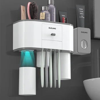 Multifunction Toothbrush Holder Storage Shelf Punch-free Wall Suction Full Automatic Toothpaste Dispenser Organizer For Bathroom
Multifunction Toothbrush Holder Storage Shelf Punch-free Wall Suction Full Automatic Toothpaste Dispenser Organizer For Bathroom