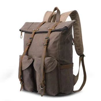 Mens Canvas Backpack Leather Rucksack for Men Travel Backpacks Vintage Bookbag with Laptop Compartment Rustic Unisex Gifts Khaki 
Mens Canvas Backpack Leather Rucksack for Men Travel Backpacks Vintage Bookbag with Laptop Compartment Rustic Unisex Gifts Khaki