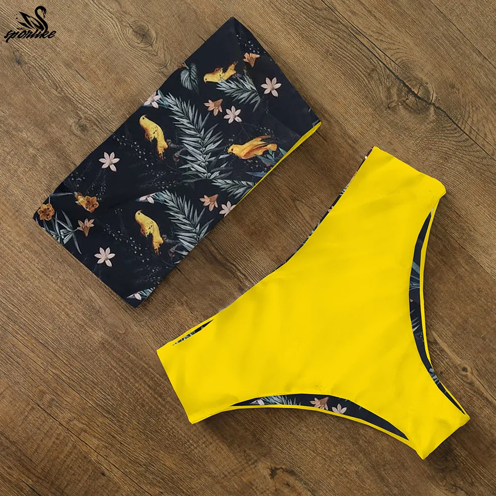 Bikini estampado de cintura alta para mujer, traje de baño de banda cruzado en la espalda, ropa de playa, 2024 Bikini estampado de cintura alta para mujer, traje de baño de banda cruzado en la espalda, ropa de playa, 2024