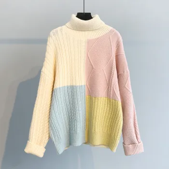 H.SA Winter Turtleneck Pullover and Sweaters Colorful Patchwork Casual Sweater Tops Candy Color Twisted Pull Jumpers Retro Tops 
H.SA Winter Turtleneck Pullover and Sweaters Colorful Patchwork Casual Sweater Tops Candy Color Twisted Pull Jumpers Retro Tops