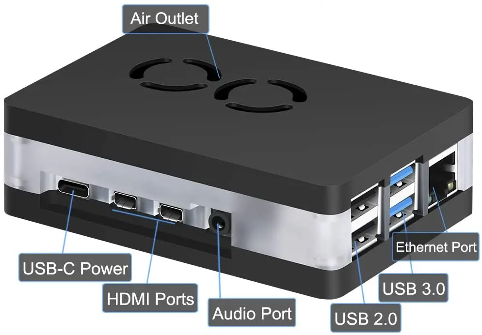 Raspberry Pi 4B Case Magnetic 3 Layers Arcylic Panels with Dual Active Cooling Fan Heatsink for Pi 4 Model B, Black and Clear
Raspberry Pi 4B Case Magnetic 3 Layers Arcylic Panels with Dual Active Cooling Fan Heatsink for Pi 4 Model B, Black and Clear