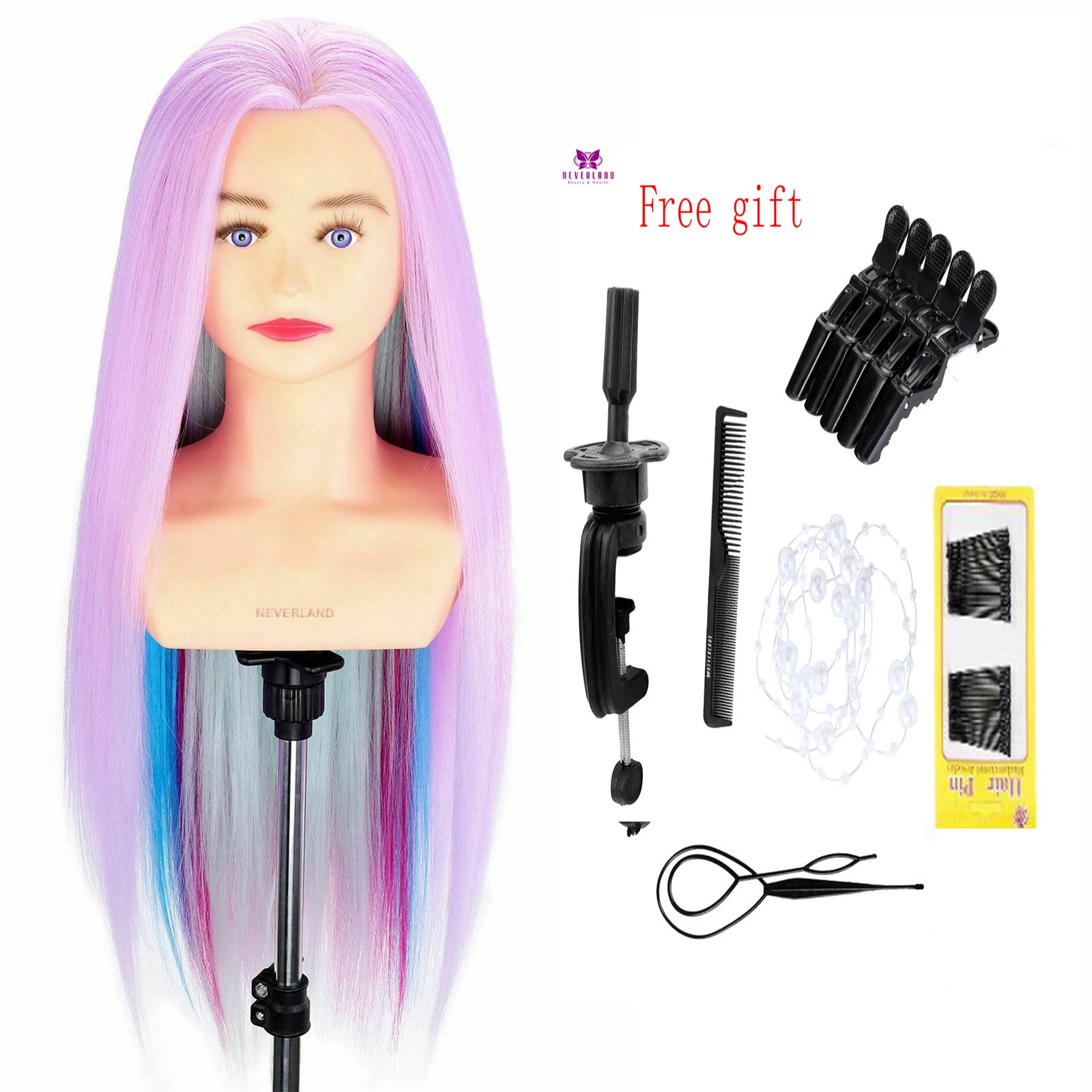 Neverland 26''-28''Rainbow Purple Training Mannequin Head With Shoulder For Practicing Hairdressing Styling Wig Doll Head +Clamp
Neverland 26''-28''Rainbow Purple Training Mannequin Head With Shoulder For Practicing Hairdressing Styling Wig Doll Head +Clamp