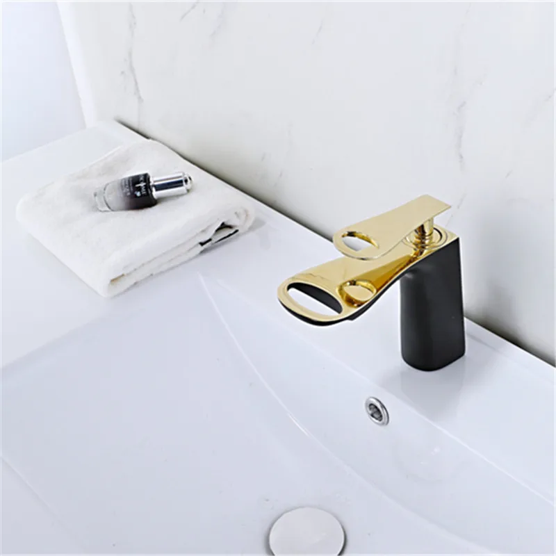 LIUYUE Basin Faucets Black/White/Gold Brass New-style Bathroom Unique Hole Water Outlet Design Faucet Cold Hot Mixer taps | Обустройство