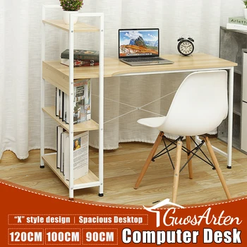 90/100/120cm Computer Laptop Desk Modern Style Computer Desk with 4 Tiers Bookshelf for Home Office Studying Living Room 
90/100/120cm Computer Laptop Desk Modern Style Computer Desk with 4 Tiers Bookshelf for Home Office Studying Living Room