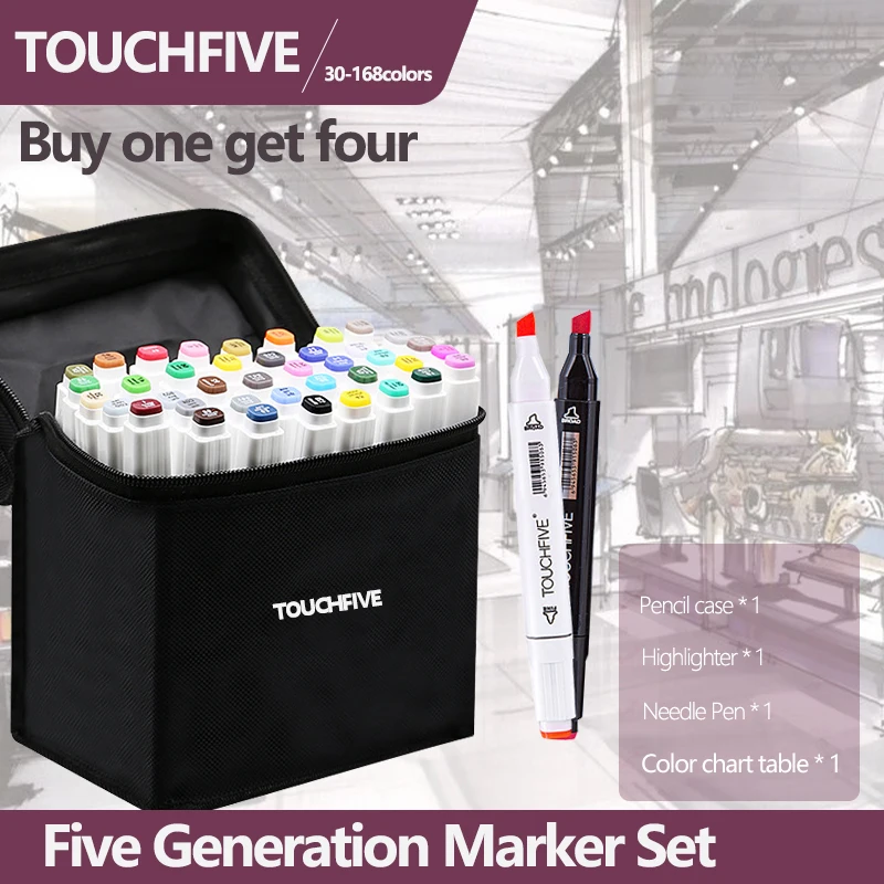 TOUCHFIVE Markers 30 40 60 80 Colors Dual Tips Alcohol Graphic Sketch Twin Marker Pen With Bookmark Manga Drawing Art Supplies
TOUCHFIVE Markers 30 40 60 80 Colors Dual Tips Alcohol Graphic Sketch Twin Marker Pen With Bookmark Manga Drawing Art Supplies