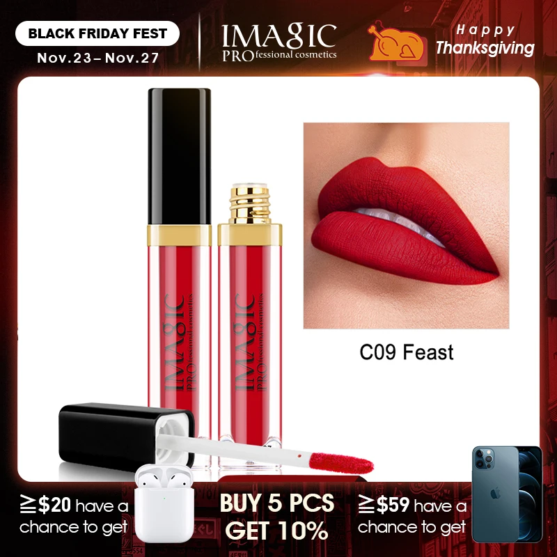 IMAGIC Matte Lip Gloss Waterproof Liquid Lipgloss Matte Long Lasting Sexy Cosmetic Beauty Keep 24 Hours Makeup lips
IMAGIC Matte Lip Gloss Waterproof Liquid Lipgloss Matte Long Lasting Sexy Cosmetic Beauty Keep 24 Hours Makeup lips