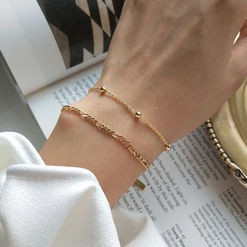 Peri'sbox 2 Designs Small Round Beads Gold Bracelets Irregular Chain Geometric Bracelets for Women 925 Sterling Silver Bracelet
Peri'sbox 2 Designs Small Round Beads Gold Bracelets Irregular Chain Geometric Bracelets for Women 925 Sterling Silver Bracelet