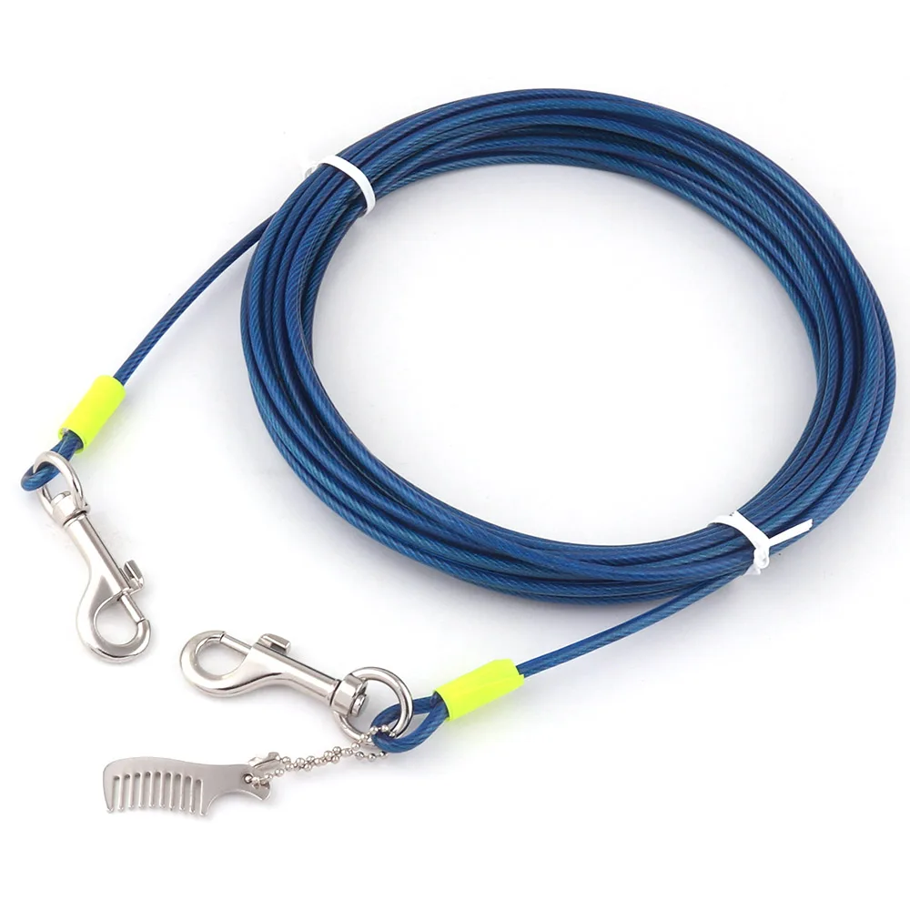 

Strong Dog Leash Lead Blue Pet Tie Out Cable for Dogs Up to 70 LBS 25 Feet pet Drag Leash Rope Outdoor Camping Collar Hardware