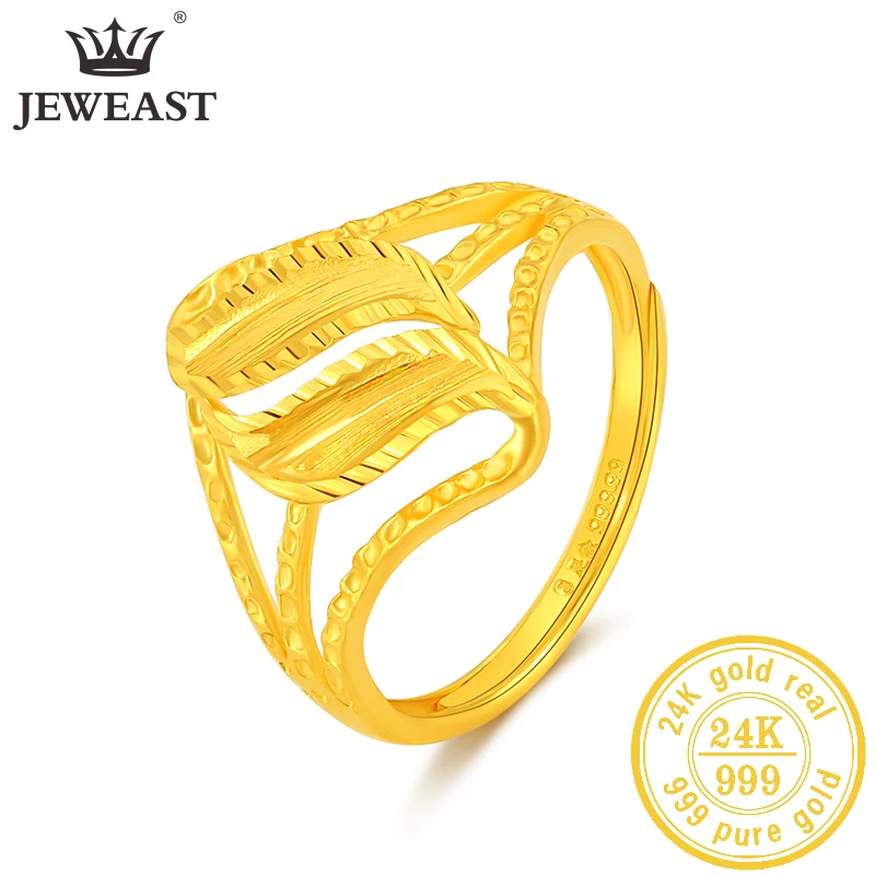 

JLZB 24K Pure Gold Ring Real AU 999 Solid Gold Rings Elegant Shiny Beautiful Upscale Trendy Classic Jewelry Hot Sell New 2023