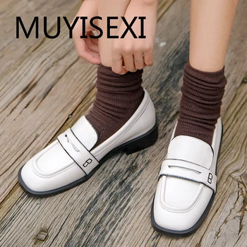 White loafers genuine leather fashion shoes round toe low heels slip on women leisure pumps black MT09 MUYISEXI
White loafers genuine leather fashion shoes round toe low heels slip on women leisure pumps black MT09 MUYISEXI