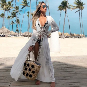 2020 Crochet White Knitted Beach Cover up dress Tunic Long Pareos Bikinis Cover ups Swim Cover up Robe Plage Beachwear
2020 Crochet White Knitted Beach Cover up dress Tunic Long Pareos Bikinis Cover ups Swim Cover up Robe Plage Beachwear