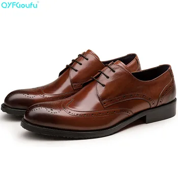 QYFCIOUFU Genuine Cow Leather Formal Shoes Men Oxford Italian Brogue Shoes Derby Flats Fashion Male Wedding Office Dress Shoes
QYFCIOUFU Genuine Cow Leather Formal Shoes Men Oxford Italian Brogue Shoes Derby Flats Fashion Male Wedding Office Dress Shoes