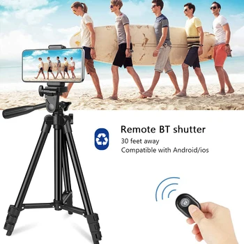 Aluminum Tripod for Phone Built-in Spirit Level Video Camera Stand with Bluetooth Shutter Remote
Aluminum Tripod for Phone Built-in Spirit Level Video Camera Stand with Bluetooth Shutter Remote