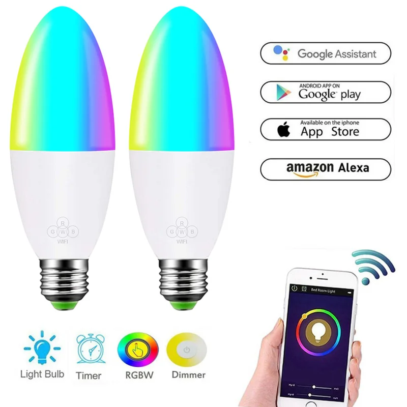 Smart WiFi Candle Bulb RGB Bulb Support Alexa / Google Home / IFTTT Intelligent Voice Control Speaker 6W Led Decoration Lights
Smart WiFi Candle Bulb RGB Bulb Support Alexa / Google Home / IFTTT Intelligent Voice Control Speaker 6W Led Decoration Lights