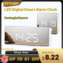 LED Mirror Alarm Clock Digital Snooze Table Clock Wake Up Light Electronic Large Time Temperature Display Home Decoration Clock
LED Mirror Alarm Clock Digital Snooze Table Clock Wake Up Light Electronic Large Time Temperature Display Home Decoration Clock