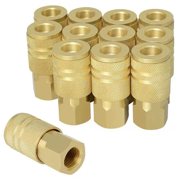 12PCS 1/4-Inch Brass Female Industrial Coupler,1/4 Inch NPT Female Threads Size, Quick Connect Air Coupler 
12PCS 1/4-Inch Brass Female Industrial Coupler,1/4 Inch NPT Female Threads Size, Quick Connect Air Coupler