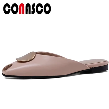 CONASCO Summer New Concise Casual Women Genuine Leather Sandals Slippers Metal Decoration Peep Toe Shallow Flat With Shoes Woman
CONASCO Summer New Concise Casual Women Genuine Leather Sandals Slippers Metal Decoration Peep Toe Shallow Flat With Shoes Woman