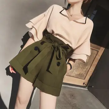 Womens Clothing 2020 Summer Loungewear 2 Piece Outfit Set V-neck Ruffled Chiffon Top and Loose Wide Leg Shorts Office Suits F180
Womens Clothing 2020 Summer Loungewear 2 Piece Outfit Set V-neck Ruffled Chiffon Top and Loose Wide Leg Shorts Office Suits F180
