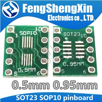

10pcs SOT23 SOP10 MSOP10 Umax SOP23 to DIP10 Pinboard SMD To DIP Adapter Plate 0.5mm/0.95mm to 2.54mm DIP pin PCB Transfer Board