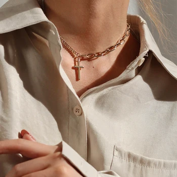 NEW Cross Necklace Punk Chains Cross Necklace Couple Fashion Street Hip Hop Geometric Metal Pendant Necklaces for Women
NEW Cross Necklace Punk Chains Cross Necklace Couple Fashion Street Hip Hop Geometric Metal Pendant Necklaces for Women