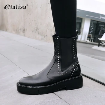 CIALISA Ladies Boots Autumn Winter Round Toe Sexy Rivet Party Shoes 2020 New Mid Heel Brand Genuine Leather Women's Boots
CIALISA Ladies Boots Autumn Winter Round Toe Sexy Rivet Party Shoes 2020 New Mid Heel Brand Genuine Leather Women's Boots