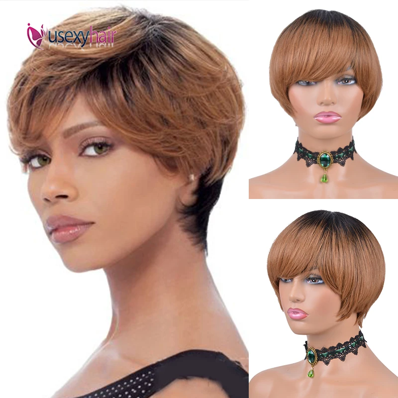 Short Human Hair Wigs Brazilian Pixie Cut Straight Remy Human Hair Wig With Bangs Machine Made Natural Cheap Wig For Black Women
Short Human Hair Wigs Brazilian Pixie Cut Straight Remy Human Hair Wig With Bangs Machine Made Natural Cheap Wig For Black Women