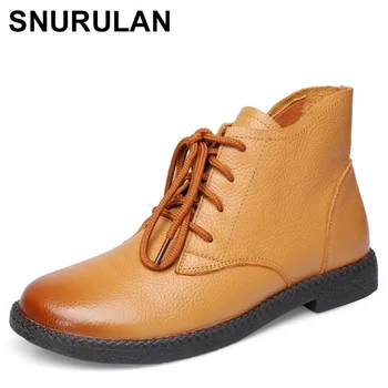 SNURULAN New 2020 Women's martin boots; Autumn women's ankle boots made of genuine leather with a round toe; short flat shoes
SNURULAN New 2020 Women's martin boots; Autumn women's ankle boots made of genuine leather with a round toe; short flat shoes
