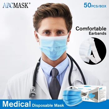 

5/200pcs Comfortable blue medical Face Masks 3 Layes Anti-Pollution Mask Dust Protection Surgical Protect Health Earloop Mask