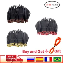 

2-36 pairs work gloves Safety coated Nitrile gloves coated PU palm gloves are suitable for construction and maintenance vehicles