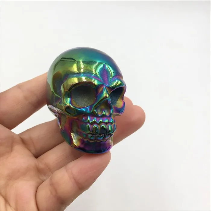 titanium rainbow aura quartz fluorite skull crystal hand Carved healing 1pc | Дом и сад