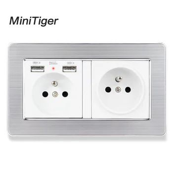 Minitiger 2 Gang French Standard Wall Socket With 2 USB Charge Port Hidden Soft LED Stainless Steel Brushed Panel
Minitiger 2 Gang French Standard Wall Socket With 2 USB Charge Port Hidden Soft LED Stainless Steel Brushed Panel