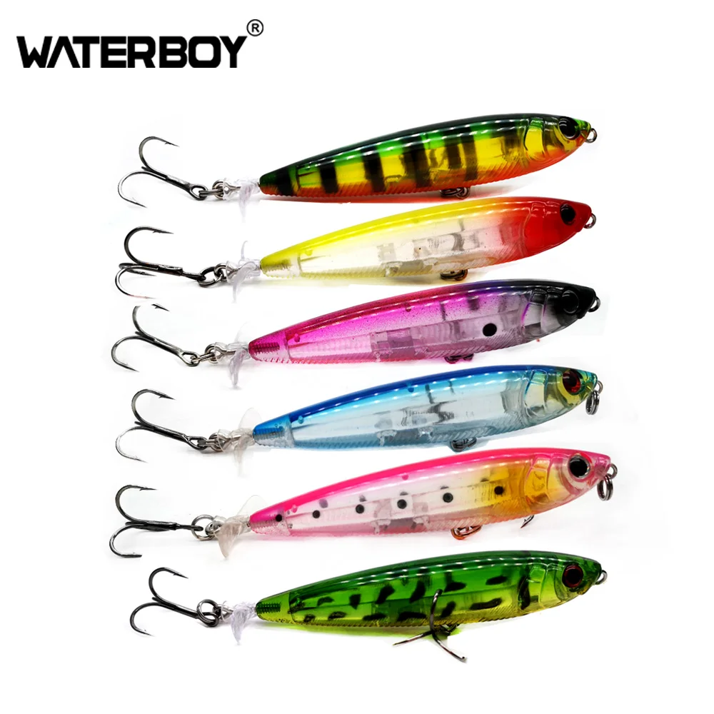 WATERBOY 9.5cm 13g Propeller Tail Pencil Fishing Lure Transparent Mix Color Lifelike Stickbait Topwater Artificial Fishing Bait
WATERBOY 9.5cm 13g Propeller Tail Pencil Fishing Lure Transparent Mix Color Lifelike Stickbait Topwater Artificial Fishing Bait