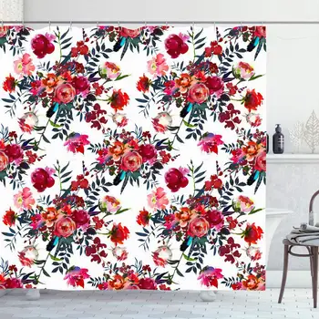 Shower Curtain Set with Hooks 66x72 Inches Leaves Watercolor Colorful Flowers Red Navy Blue Magenta Nature Design Summer
Shower Curtain Set with Hooks 66x72 Inches Leaves Watercolor Colorful Flowers Red Navy Blue Magenta Nature Design Summer