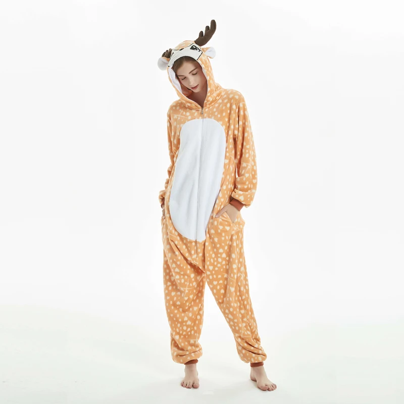 

Unisex Adult One-Piece Pajamas Cosplay Cartoon Animal Onesies Onepiece Sleepwear Pyjamas Christmas Deer Halloween Costume