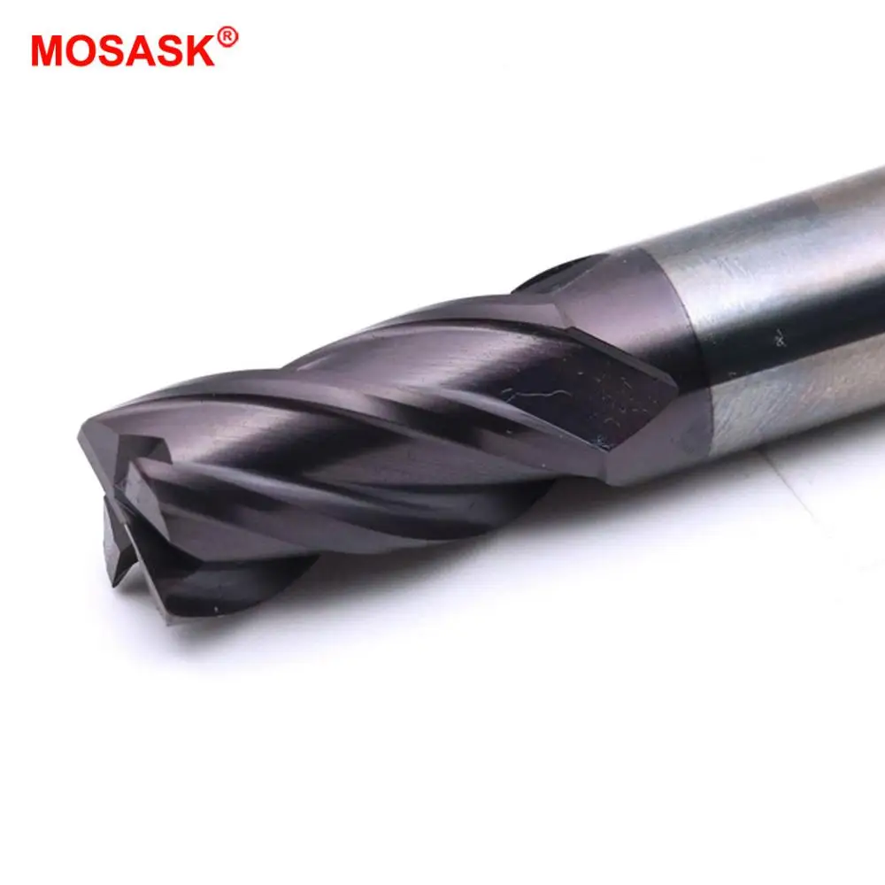 MOSASK 4 флейты HRC45 круглый нос конец обработки стали резак 4R0.5 6R0.5 прямой хвостовик