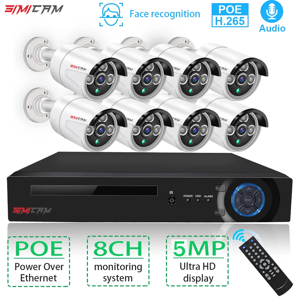 H.265 8CH 5MP POE Security Camera System NVR Kit Audio Record IP Camera IR Outdoor Waterproof CCTV Video Surveillance System Set
H.265 8CH 5MP POE Security Camera System NVR Kit Audio Record IP Camera IR Outdoor Waterproof CCTV Video Surveillance System Set