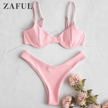 Zaful Ribbed High Leg Underwire Bikini Set Wire Free Padded Swimsuit Elastic Solid Push Up Swimwear 2020 Women Bathing Suit
Zaful Ribbed High Leg Underwire Bikini Set Wire Free Padded Swimsuit Elastic Solid Push Up Swimwear 2020 Women Bathing Suit