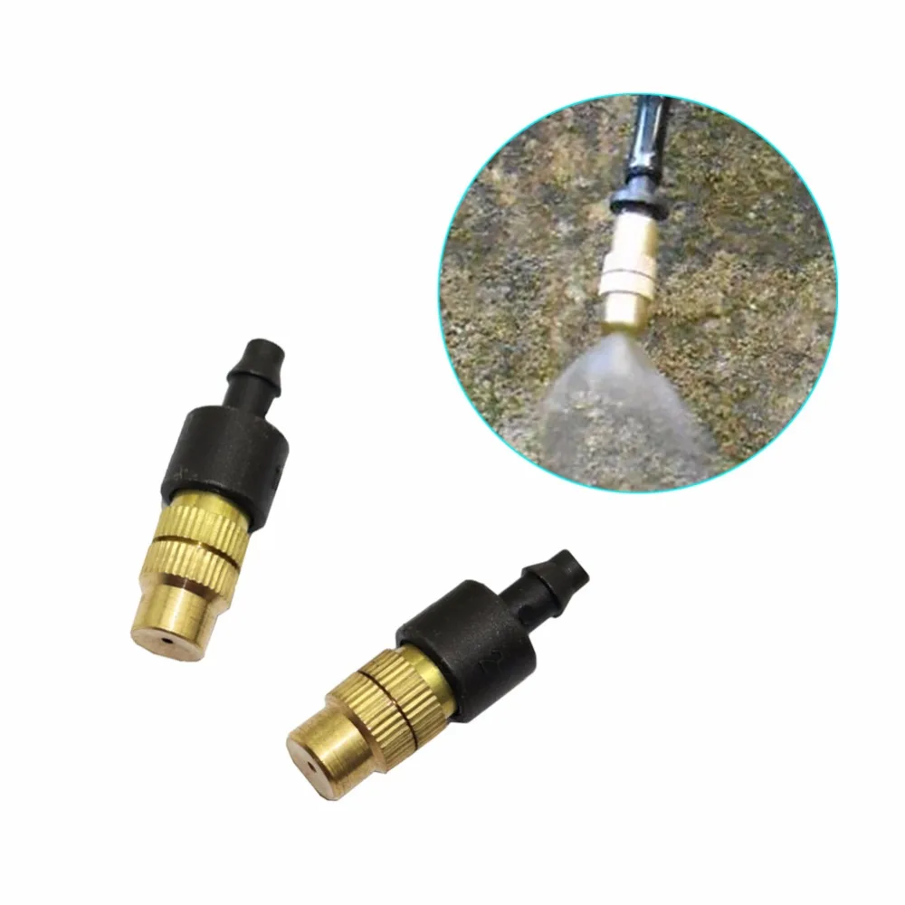 

10 Pcs Copper Misting Fog Cooling Nozzles Atomizing Sprayers For 4/7mm Hose Garden Irrigation Agricultural Atomizing Sprinklers