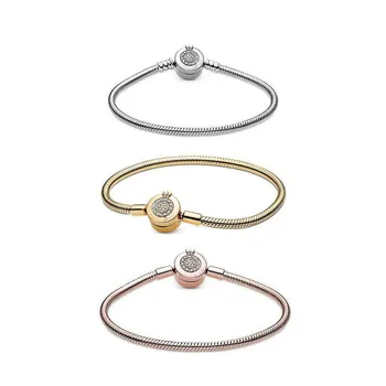 2020 New 925 Sterling Silver Rose Gold Glittering Crown O Snake Bone Bracelet Fit European Charm Bracelets Women Jewelry
2020 New 925 Sterling Silver Rose Gold Glittering Crown O Snake Bone Bracelet Fit European Charm Bracelets Women Jewelry