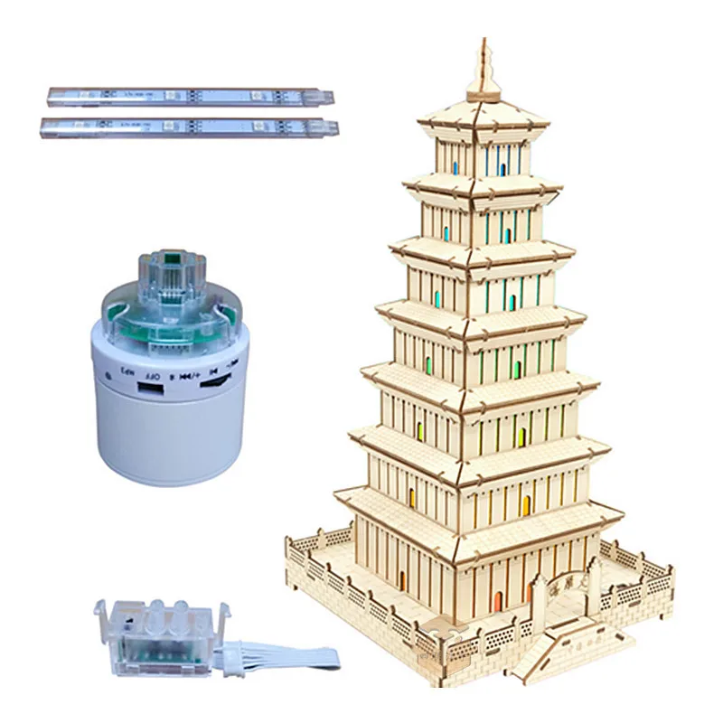Laser Wooden Toys Colorful Light the Dayan Pagoda "+ Bluetooth Loudspeaker Box Home Decoration Educational 3D Assembled
Laser Wooden Toys Colorful Light the Dayan Pagoda "+ Bluetooth Loudspeaker Box Home Decoration Educational 3D Assembled