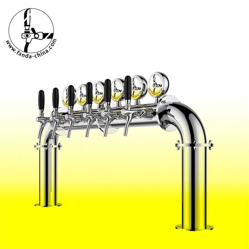 

Stainless steel Beer Tower With 6 Tap With Led Light beer medallion Door Shape 6 lines Small beer column Drink Filling XU6