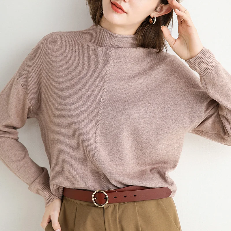Women's sweater 2020 autumn and winter new style with solid color half high neck curled hemming long sleeve cashmere sweater
Women's sweater 2020 autumn and winter new style with solid color half high neck curled hemming long sleeve cashmere sweater