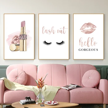 Fashion Eyelashes Lipstick Makeup Posters and Prints Hello Gorgeous Sign Rose Gold Canvas Painting Girls Gifts Wall Art Decor
Fashion Eyelashes Lipstick Makeup Posters and Prints Hello Gorgeous Sign Rose Gold Canvas Painting Girls Gifts Wall Art Decor
