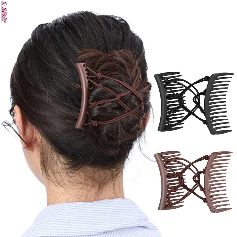 Stretchy Knotted Double Comb Hair Clip Adjustable Elastic No Crease Hairpins Women Updo Ponytail Holder Barrettes
Stretchy Knotted Double Comb Hair Clip Adjustable Elastic No Crease Hairpins Women Updo Ponytail Holder Barrettes