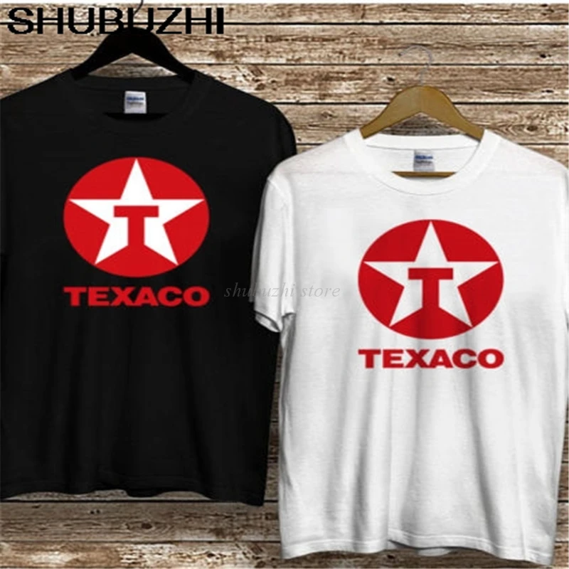 Новая мужская футболка с логотипом Texaco Oil черная и белая хлопковая Футболка shubuzhi