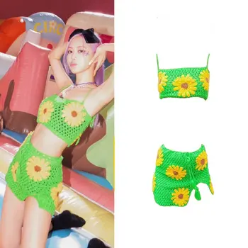 KPOP IU Seo Yea Ji summer new fresh sweet sunflower strapless sling vest tops and sexy lace-up mini skirt women two piece set
KPOP IU Seo Yea Ji summer new fresh sweet sunflower strapless sling vest tops and sexy lace-up mini skirt women two piece set