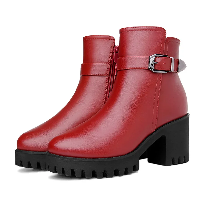 MOOLECOLE Fashion Women Winter Boots Short Plush Warm Women Boots Square Heels Round Toe Heel Height 8 CM Women Shoes 2-102
MOOLECOLE Fashion Women Winter Boots Short Plush Warm Women Boots Square Heels Round Toe Heel Height 8 CM Women Shoes 2-102