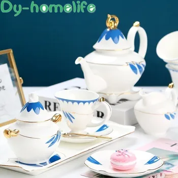 European Creative Blue Leaf Ceramic Coffee Tea Set Hotel Home Light Luxury English Black Tea Teapot Cup Tray Set 
European Creative Blue Leaf Ceramic Coffee Tea Set Hotel Home Light Luxury English Black Tea Teapot Cup Tray Set