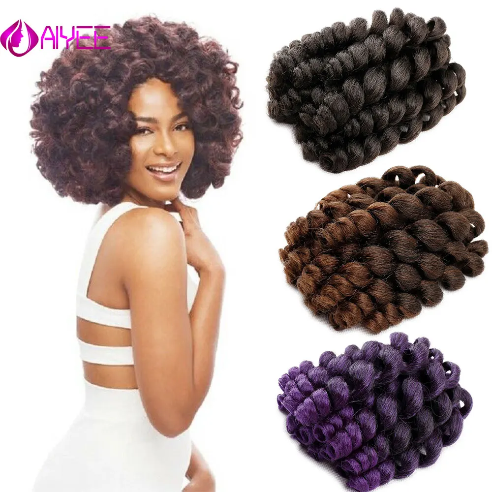 

AIYEE Afro Braid Jamaican Bounce Fake Synthetic Crochet Hair Ombre Jumpy Wand Curl Braiding Hair Extensions