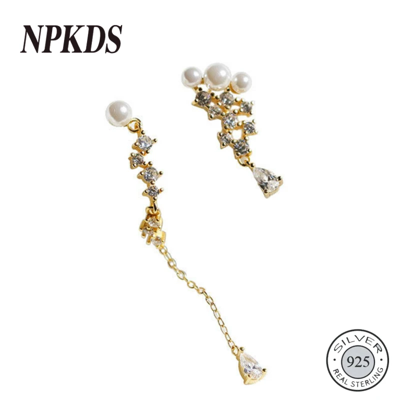 925 Sterling Silver Water Drop Zircon Pearl Stud Earrings Asymmetric Korea Style Earrings for Women New Trendy Ear Jewelry Chic
925 Sterling Silver Water Drop Zircon Pearl Stud Earrings Asymmetric Korea Style Earrings for Women New Trendy Ear Jewelry Chic